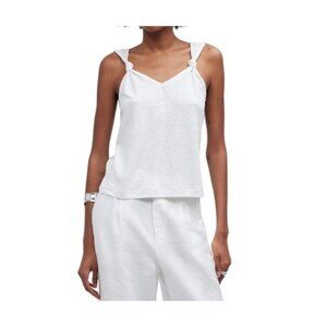 Madewell Womens Knotted Strap Set Of Two Tank Tops White and Lilac Size S